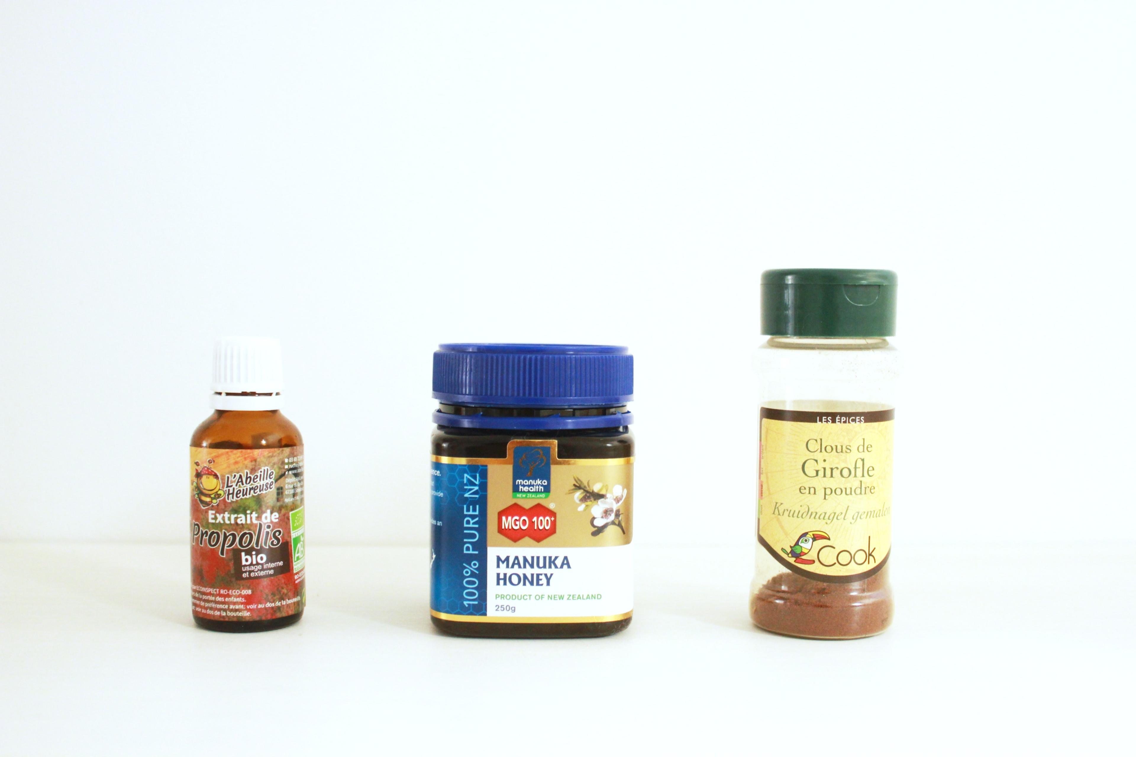 Propolis, Miel de Manuka, Clous de Girofle solution carrie